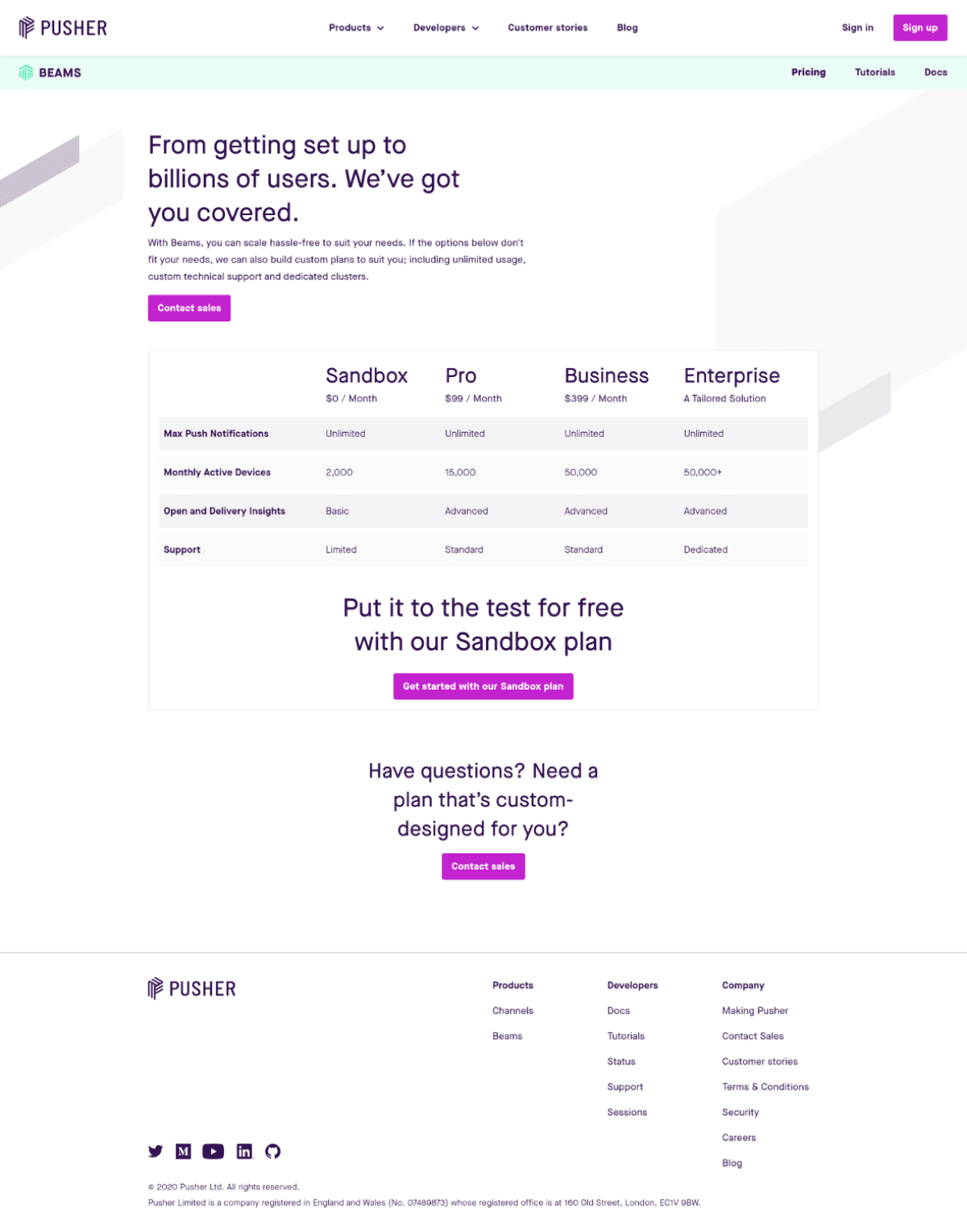 Pusher Website Preview